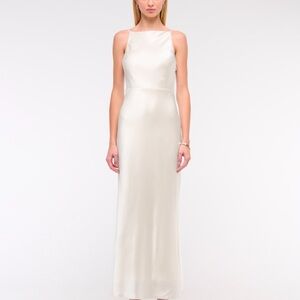 Abercrombie High Neck Crinkle Satin Maxi Dress